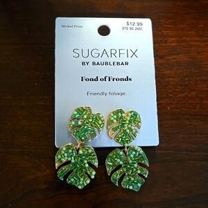 NWT Sugarfix By Baublebar Fond of Fronds Beaded Leaf Earrings